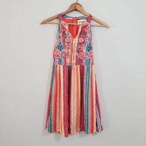 Savanna Jane Colorful Striped/Embroidered Boho Dress
